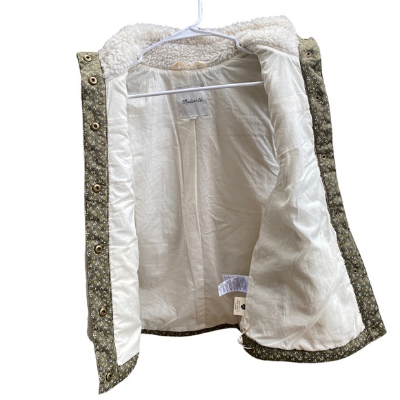 Madewell Faux Shearling Vest NG663 XXS Olive Green Trim Pockets Fall Winter Cozy - Picture 11 of 12